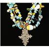 Image 2 : Turquoise & Glass Bead Mexican Cross Pendant
