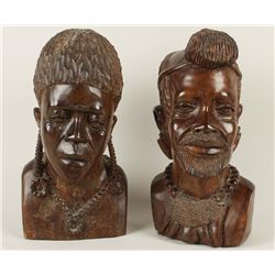 Lot of 2 African Bust Carvings from Zimbabwe