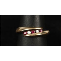 Demure 10K YG Ruby & Diamond Ring