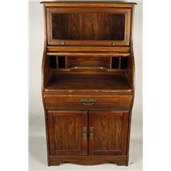 Veneer Oak Roll Top Secretary Desk