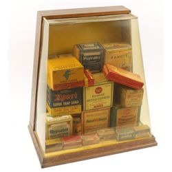 Display Case Filled with Vintage Ammo