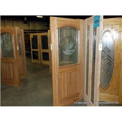 Exterior Door w/ Glass Front-Oak-Butcher, 36x80 Block-Lead Glass