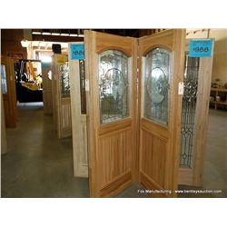 Exterior Door w/ Glass Front-Butcher Block-Oak-Lead Glass, 36x80