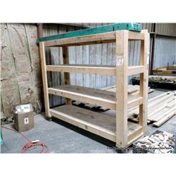 7' X 2' 3" Wood Cart w/ Metal Rack