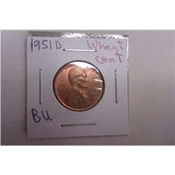 1951D BU Wheat Cent