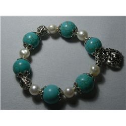 260CTW NATURAL BLUE TURQUOISE ROUND AND PHILIPPINE WHIT