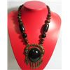 Image 1 : 531CTW NATIVE WOODEN BEADED BLACK PENDANT NECKLACE 18IN