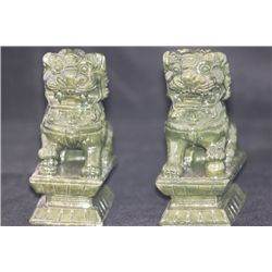 JADE CHINESE GUARDIANS LIONS FIGURINES