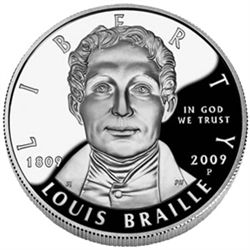 US Commemorative Dollar Proof 2009-P Louis Braille