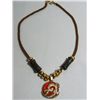 Image 1 : 75CTW ORANGE CAT'S EYE PENDANT CZ ROPED NECKLACE 18INCH