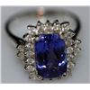 Image 1 : 14K GOLD EMERALD CUT TANZANITE AND DIAMOND RING