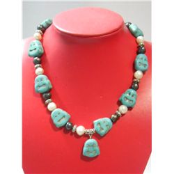505CTW NATURAL BLUE TURQUOISE BUDDHA AND PHILIPPINE PEA