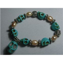 197CTW NATURL BLUE TURQUOISE SKULL AND PHILIPPINE PEACH