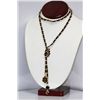 Image 2 : CHANEL STYLE BLACK LEATHER GOLD PLATED LONG NECKLACE