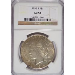 1934-S PEACE DOLLAR NGC AU53 VERY NICE