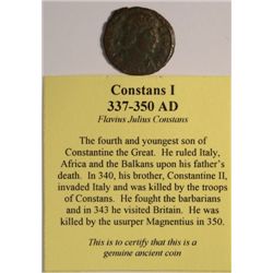 ANCIENT ROMAN COIN ATTRIBUTED TO THE RULE OF CONTANS I 337-350 A.D.