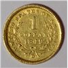 Image 2 : 1849-D $1 GOLD, RARE DAHLONEGA MINT AU/UNC LIGHT CLEANING