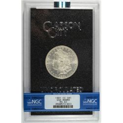 1881-CC MORGAN DOLLAR IN GSA HOLDER NGC MS-63