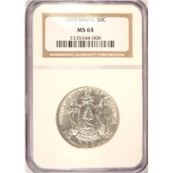 1920 MAINE HALF DOLLAR NGC MS64 WHITE