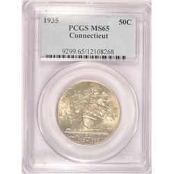 1935 CONNECTICUT HALF DOLLAR PCGS MS65 COLOR