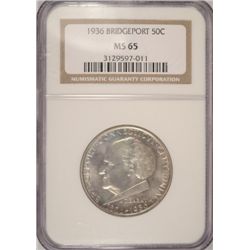 1936 BRIDGEPORT HALF DOLLAR NGC MS65 NICE