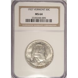 1927 VERMONT HALF DOLLAR NGC MS64 WHITE