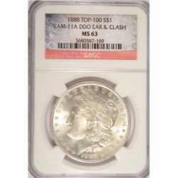 1888 MORGAN DOLLAR ERROR VAM 11A DDO NGC MS63 WHITE