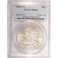 1891-CC MORGAN DOLLAR PCGS MS62 WHITE