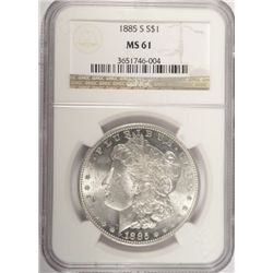 1885-S MORGAN DOLLAR NGC MS61 WHITE