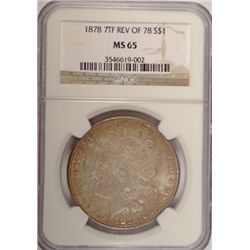 1878 7F MORGAN DOLLAR NGC MS65 COLORS! RARE!