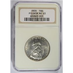 1920 PILGRIM HALF DOLLAR NGC MS63 WHITE