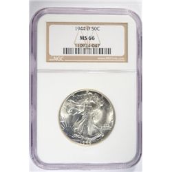 1944-D WALKING LIBERTY HALF DOLLAR NGC MS66 WHITE