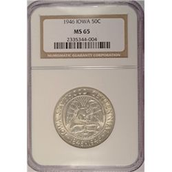 1946 IOWA HALF DOLLAR NGC MS65 GEM