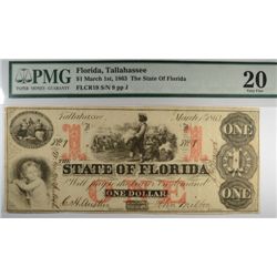 1863 $1 STATE OF FLORIDA NOTE VF