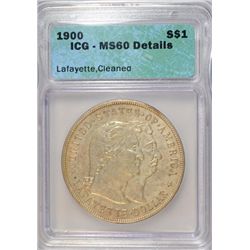 1900 LAFAYETTE DOLLAR ICG MS60 CLEANED