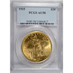 1925 $20 GOLD ST. GAUDENS PCGS AU-58