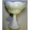 Image 4 : Vintage White Milk Glass Compote with Lid, Grape and Leaf Design, 7.5" tall