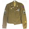 Image 1 : WWII ARMY JACKET COMPLETE WITH ALL INSIGNIA AND BUTTONS. DOG TAGS INCLUDED.