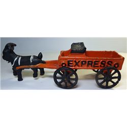Vintage Cast Iron Toy, Goat Pulling "Express" Wagon