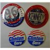 Image 1 : Vintage Lot Political Buttons, (3) Clinton Gore 1996 & one Kennedy for President