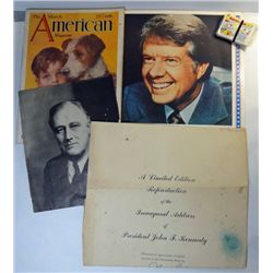 Misc. Lot of Paper Goods 1978 Calendar with Jimmy Carter, 1928 American Magazine