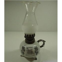 VINTAGE MINIATURE OIL LAMP "SILVER 25TH ANNIVERSARY"  UNKNOWN MAKER, 7" TALL