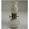 Image 2 : VINTAGE MINIATURE PAIR OF OIL LAMPS, MADE IN HONG KONG, CHIPS ON TOP OF CHIMNNEY