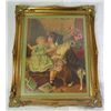 Image 1 : Very Nice Antique Print, matted and framed in Ornate Gold Frame. Collie Dog