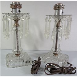 Set of Prism Lamps, 11" tall without shade. Lamps are glass, prism are plastic
