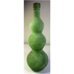 GREEN GLASS VASE WITH FROSTED OUTSIDE