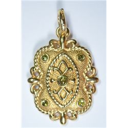 14Kt Gold And Cabashon Peridot Pendant