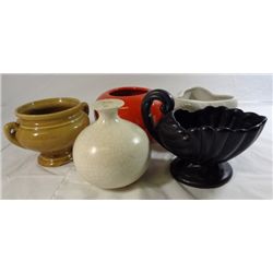 5 Vintage Ceramic Planters. Great Retro Look!