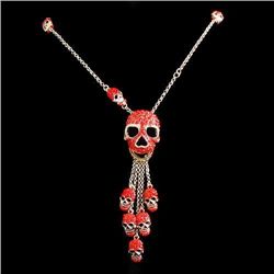 Red Swarovski Crystal Skull Pendant Necklace pen