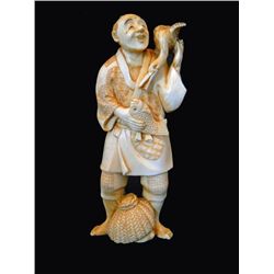 Signed Hand Carved Ivory Netsuke Figure